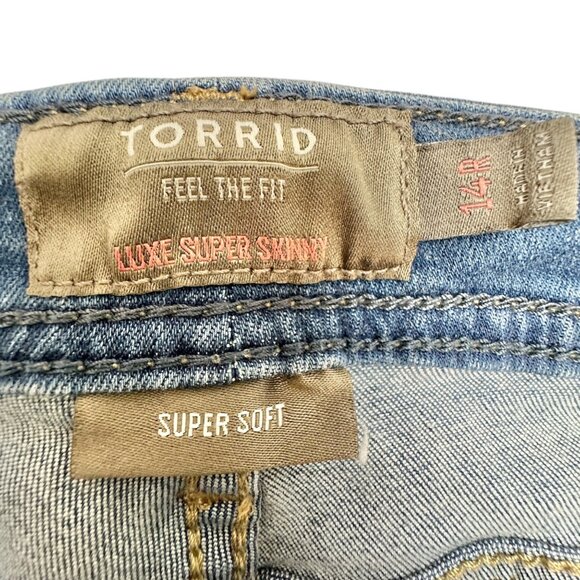 Torrid Jeans Womens 14R Blue Denim Luxe Super Skinny Super Soft Stretch Mid-Rise - Picture 3 of 9